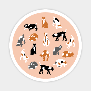 Pattern with cute cartoony cats on pink Magnet